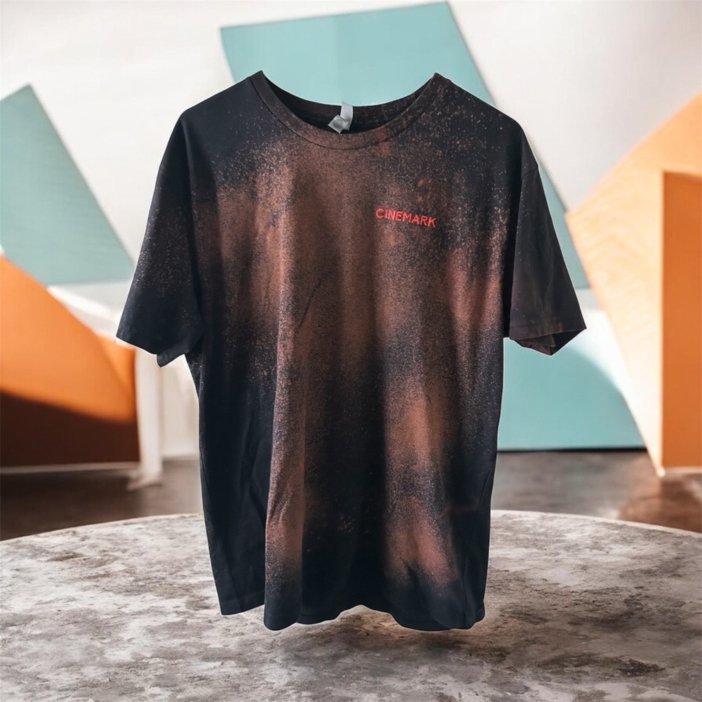 Cinemark Movie Theater Graphic T Shirt Bleach Dyed XL